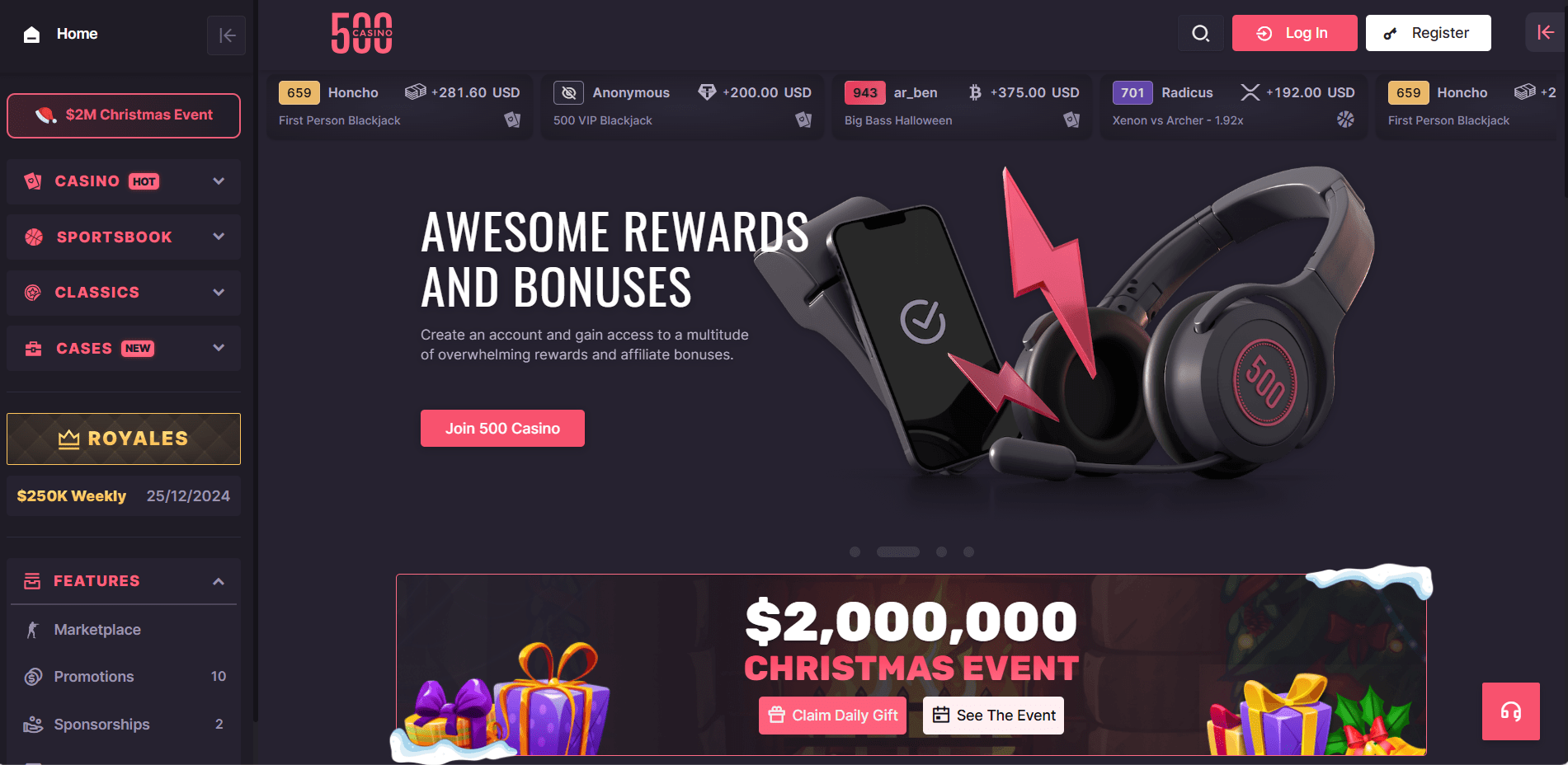 500 Casino Bonus
