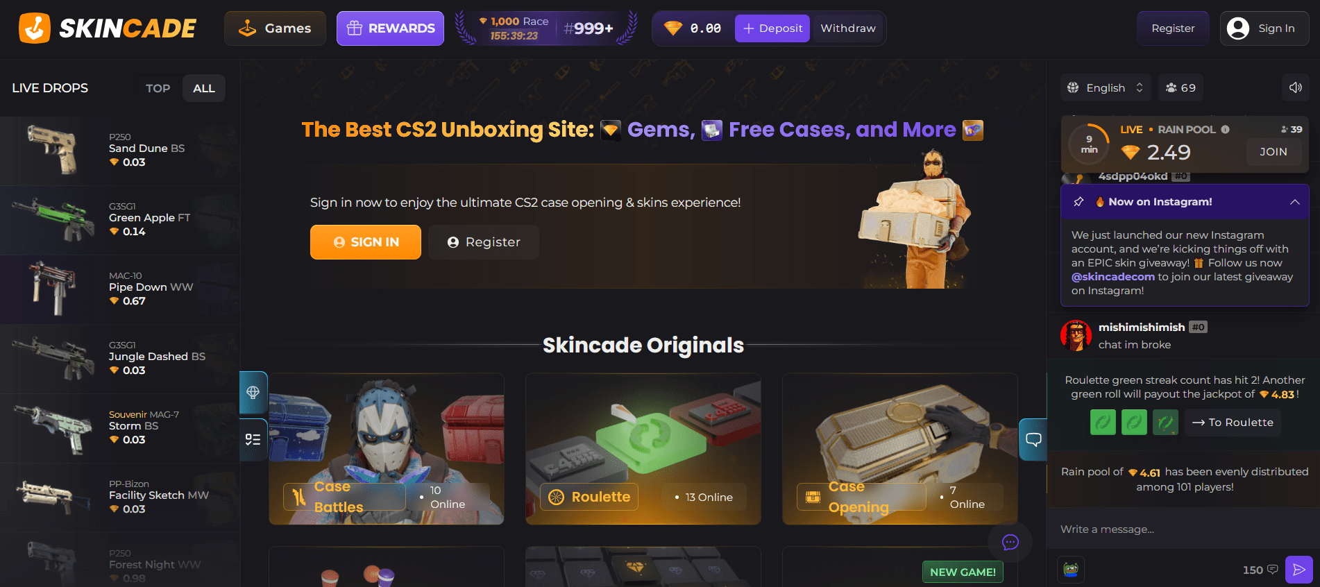Skincade CS2 Gambling Site